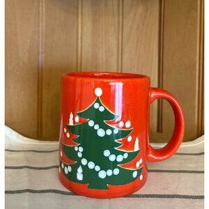 Vintage Waechtersbach Red Green Mug Christmas Tree Original Pattern Germany